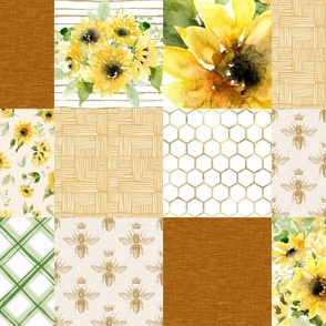 Summer Sunflower Patchwork - white/yellow