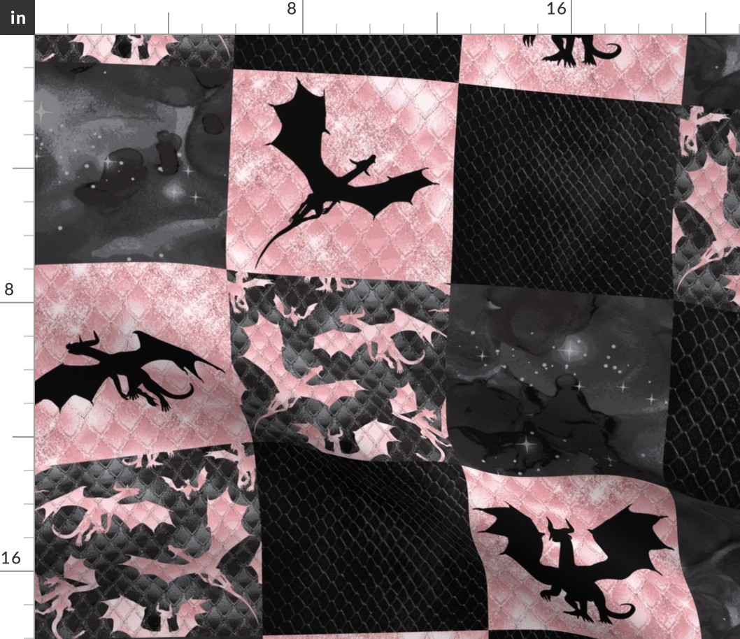 Dragon Patchwork - pink/black