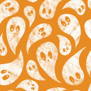 Spooky Ghosts on Orange - extra large scale