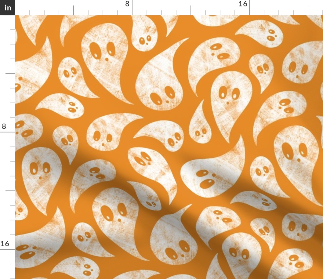 Spooky Ghosts on Orange - medium scale