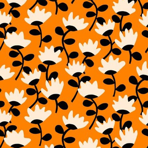 bold floral on orange