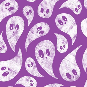 Spooky Ghosts on Purple - medium scale