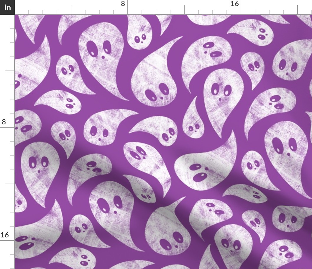 Spooky Ghosts on Purple - medium scale