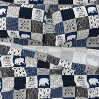 I love you to the moon and back//Navy - Wholecloth Cheater Quilt