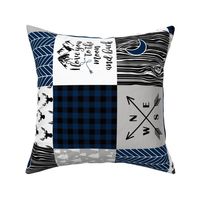 I love you to the moon and back//Navy - Wholecloth Cheater Quilt - Rotated