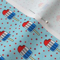 Warm, Cold Summer Memories / Popsicle Polka-Dots Tiny Quilt Print on light Blue   