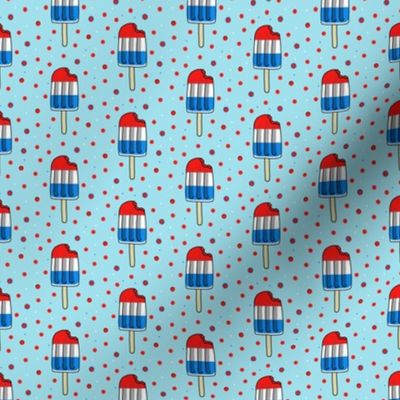 Warm, Cold Summer Memories / Popsicle Polka-Dots Tiny Quilt Print on light Blue   