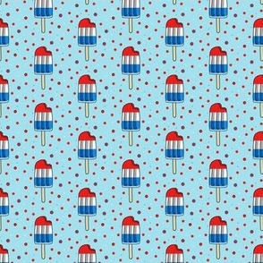 Warm, Cold Summer Memories / Popsicle Polka-Dots Tiny Quilt Print on light Blue   