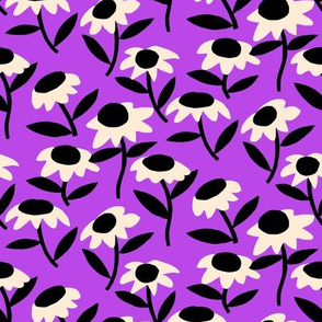 Daisy bold floral on purple