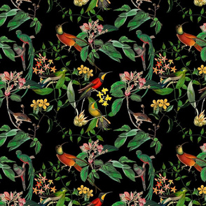 Tropical Hummingbirds Jungle Art