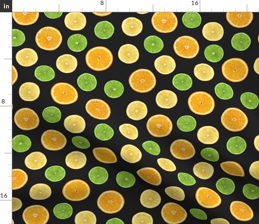 Citrus Fruit Slices on Charcoal, Large