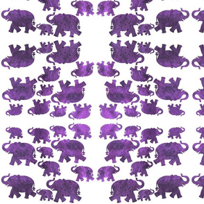 Animal Reflections - elephants - amethyst purple on white, medium 