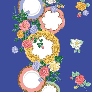 Rococo Plates Border Print (Ultramarine)