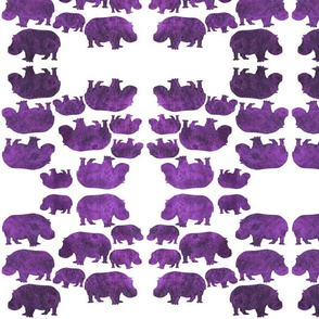 Animal Reflections - hippopotamus - royal purple on white, medium 