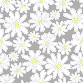 Bright Happy Daisies - light slate grey 