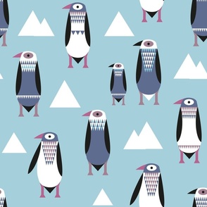 (L) Penguins and icebergs baby blue