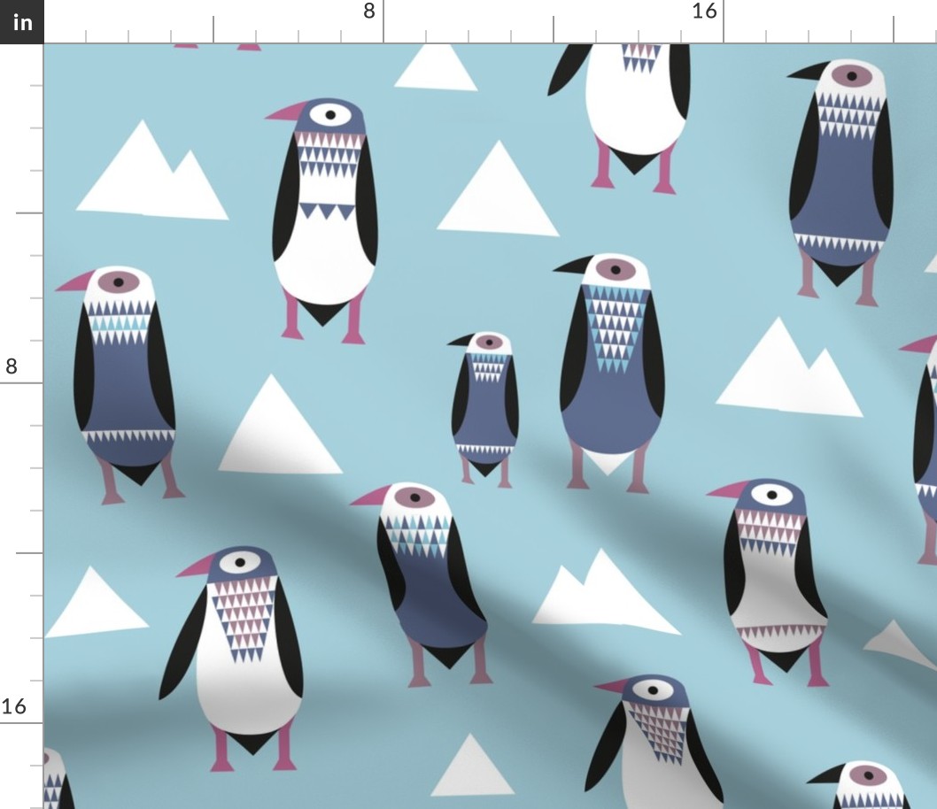 (L) Penguins and icebergs baby blue