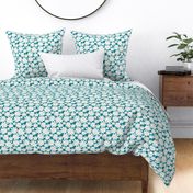 Bright Happy Daisies - teal blue 