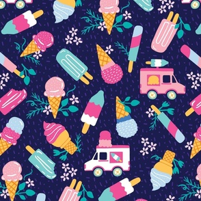 Large Ice Cream Truck Floral Summer Popsicles