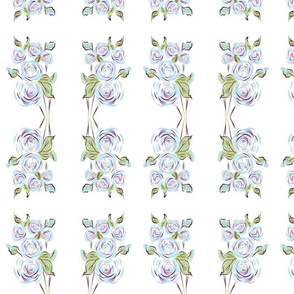 Light Blue Abstract Roses on White Background