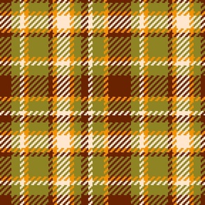 Retro Tartan 70s moss green brown Plaid