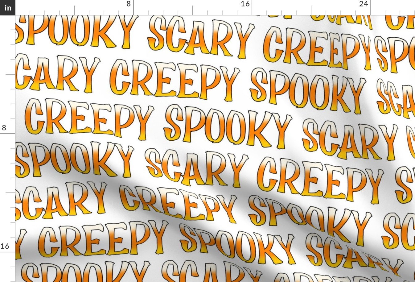 Spooky, Scary, Creepy Candy Corn words on white - large scale