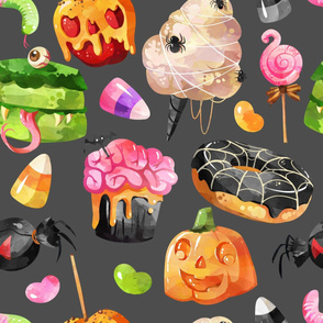 Spooky Halloween Treats on Grey-large scale