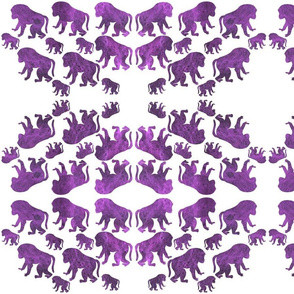 Animal Reflections - baboons - amethyst purple on white, medium 