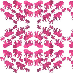 Animal Reflections - baboons - fuchsia pink on white, medium 