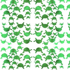 Animal Reflections - tortoises - emerald green on white, medium 
