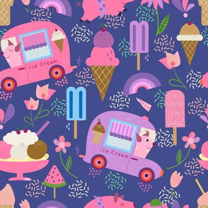 Ice Cream / summer / kid decor/ pink / purple