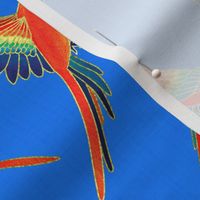 Red Macaws - Electric Blue  (Large Version - Coordinate Pattern)
