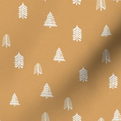 winter trees fabric - pine tree, fir tree, christmas tree - sfx1144 oak leaf