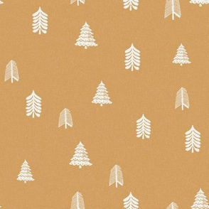 winter trees fabric - pine tree, fir tree, christmas tree - sfx1144 oak leaf