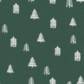 winter trees fabric - pine tree, fir tree, christmas tree - sfx5513 xmas green