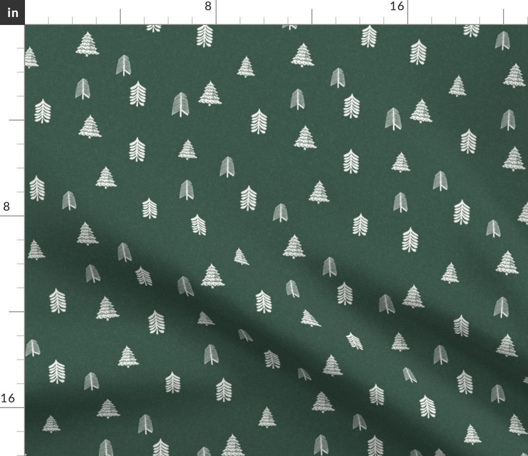 winter trees fabric - pine tree, fir tree, christmas tree - sfx5513 xmas green