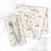 winter deer fabric - christmas design - sfx1144 oak leaf