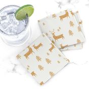 winter deer fabric - christmas design - sfx1144 oak leaf