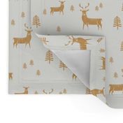 winter deer fabric - christmas design - sfx1144 oak leaf