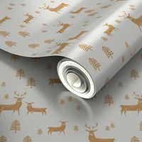 winter deer fabric - christmas design - sfx1144 oak leaf