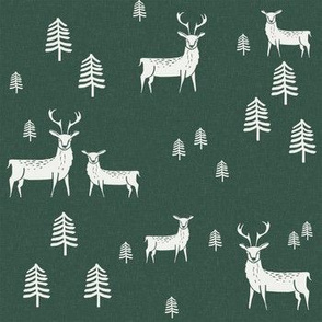 winter deer fabric - christmas design - sfx5513 christmas green