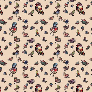 Birds on cream background