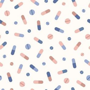 Pastel medical pills and tables