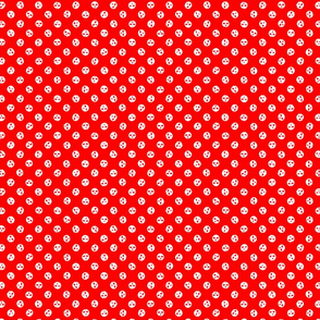 skull polka dots white on red