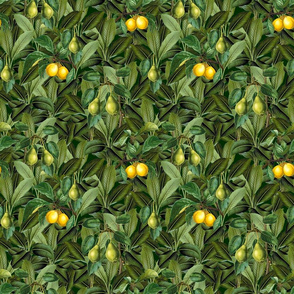 Green Leaf, Lemon And Pear Pattern