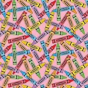 medium random crayons on pink