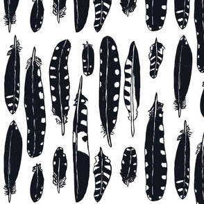 Woodpecker Feather in Black/White Vertical