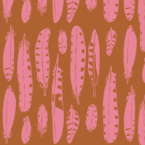 Woodpecker Feather in Pink/Rust Vertical