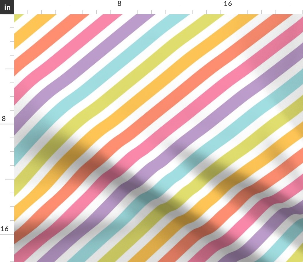 Gelato Diagonal Stripes on white - medium scale