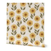 mini micro - Vintage Vibe Cottagecore Sunflowers - Golden Yellow and Green